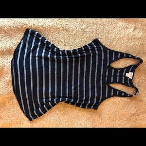 Cute black striped racer back tank top
